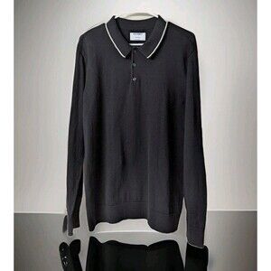 Mens Old Navy Long Sleeve Black Sweater Polo Pullover Sweater Size Large
